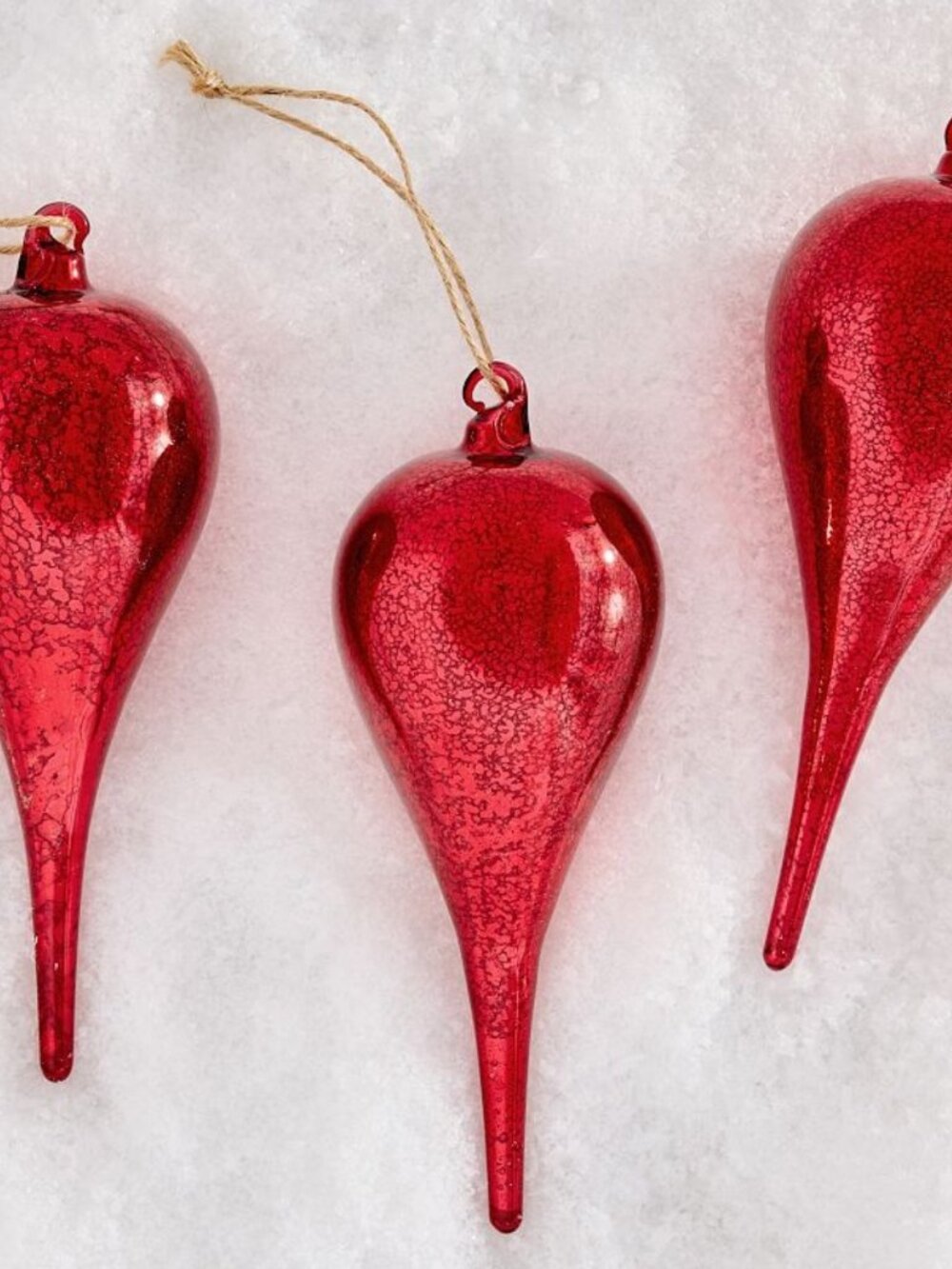Pottery Barn Red Finial Ornament Box Set of 3